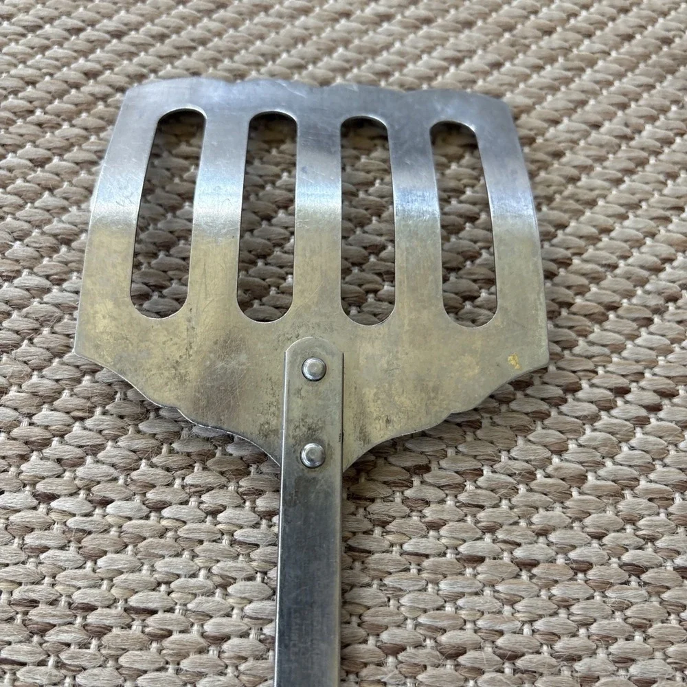 STANHOME Stainless Flipper Slotted Spatula Burgundy Handle Vintage MCM‎